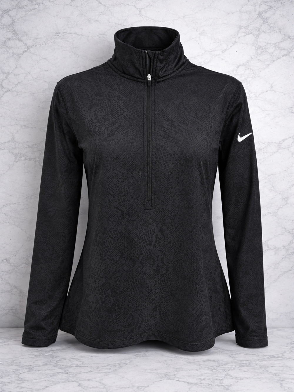 Nike Pro Dri-FIT Quarter Zip Pullover Black Snakeskin Print Size M